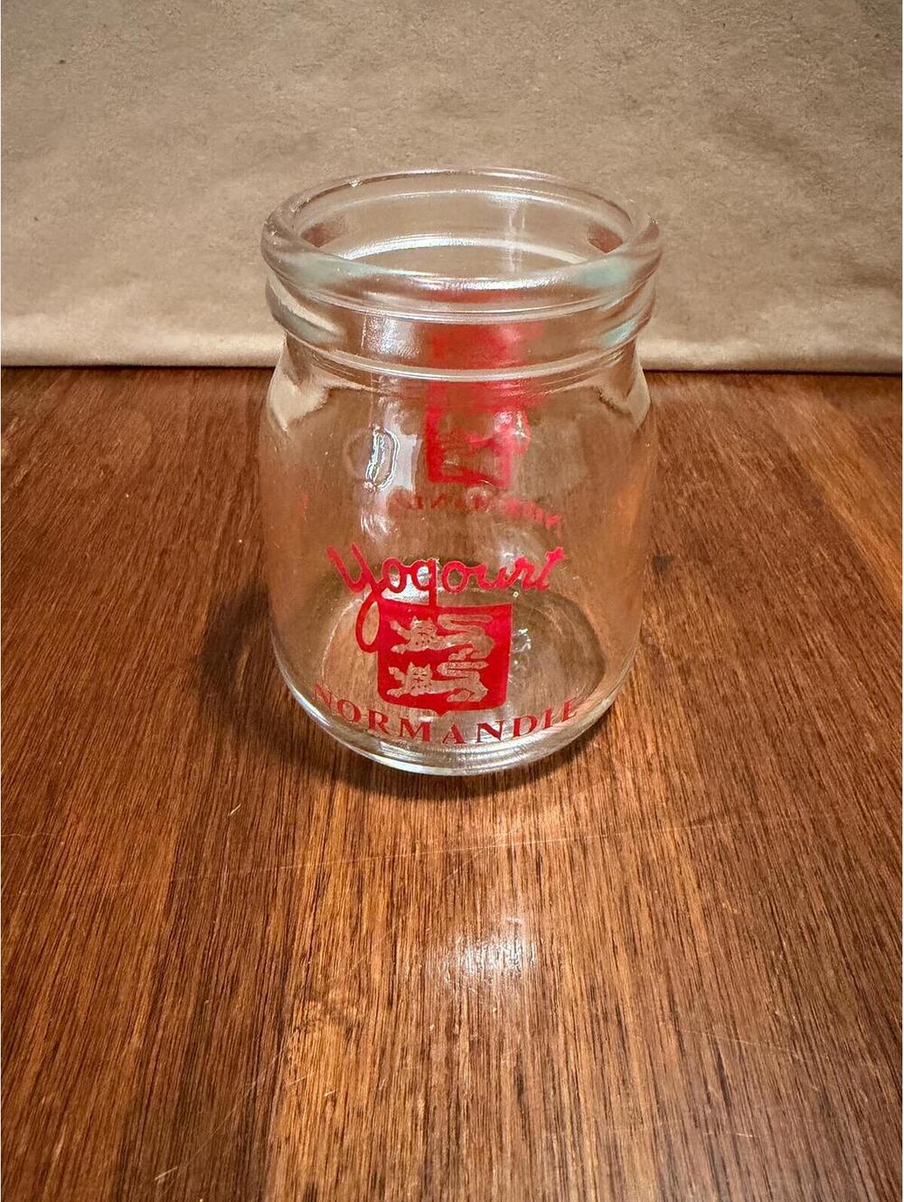 Vintage French Yaourt Normandie Glass Yogurt Jar